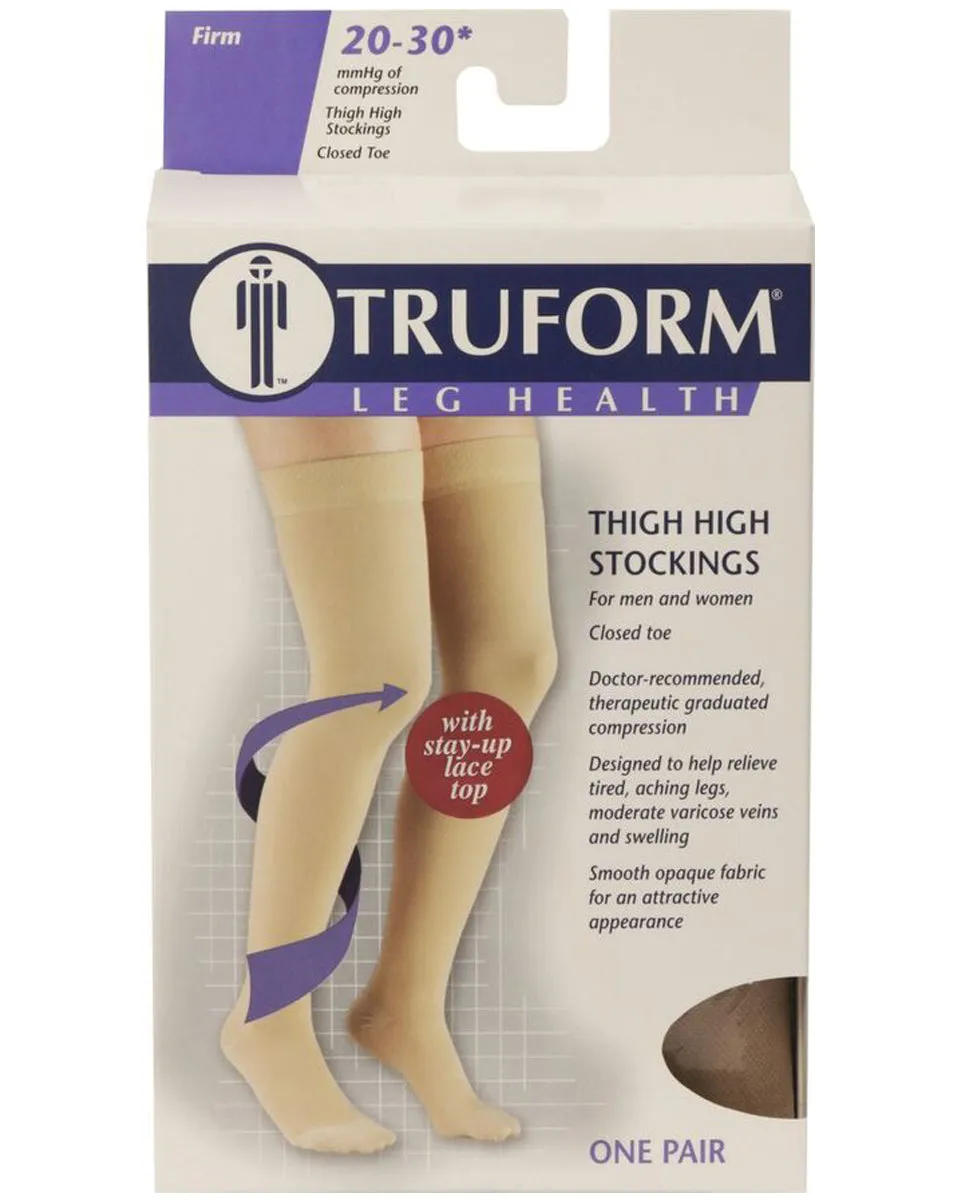 TRUFORM Classic Medical OPEN TOE Thigh High Support Stockings 20-30 mmHg