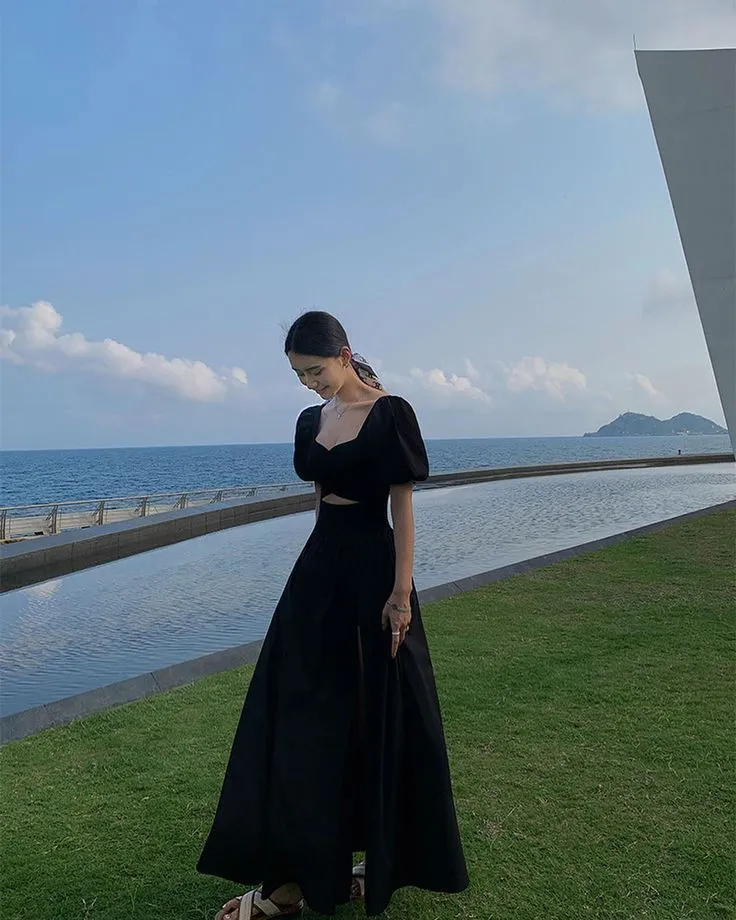 Vintage Long Prom Dresses Black Elegant Maxi Dress