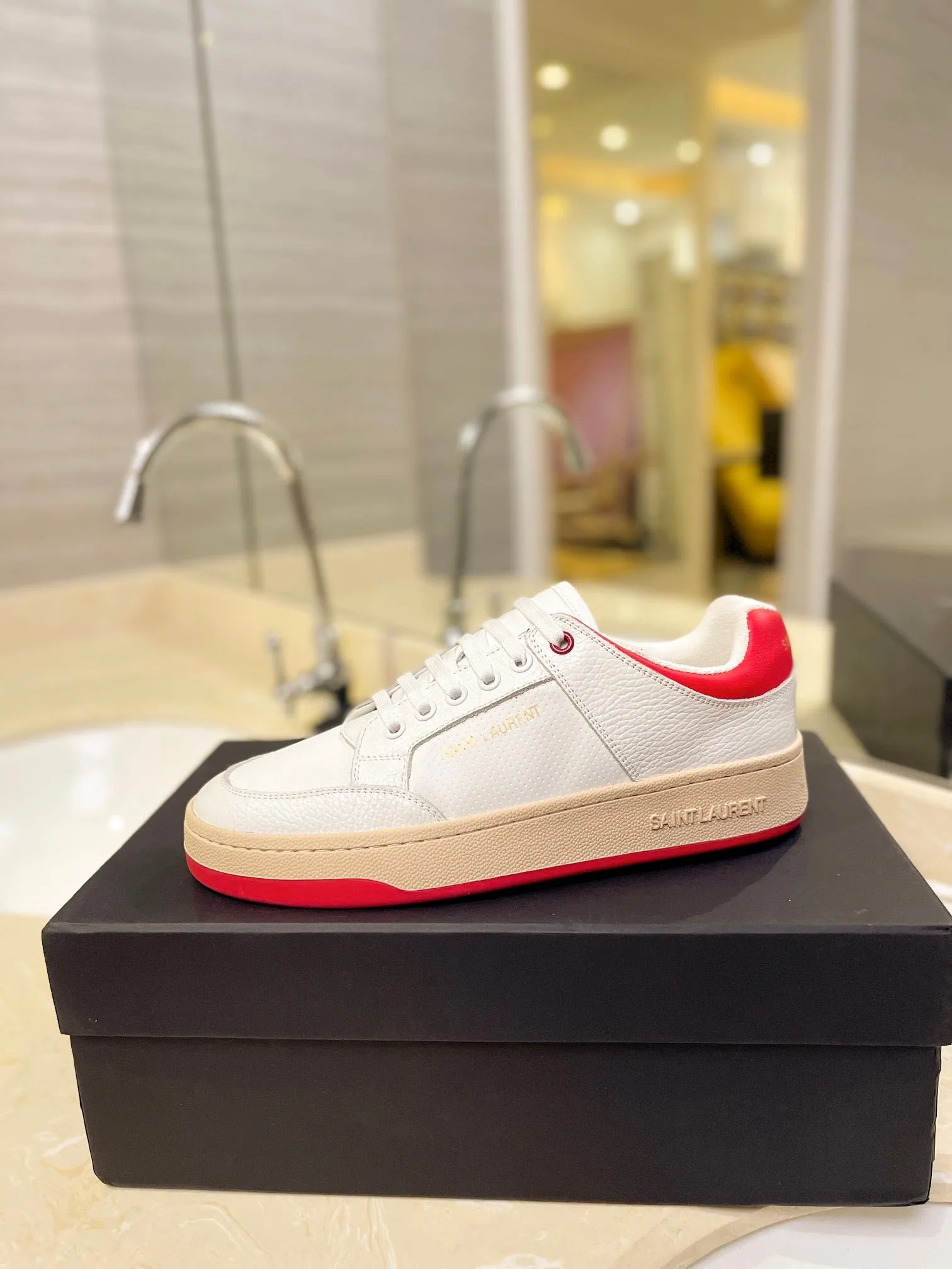 VSL White and Red Leather Sneakers-171