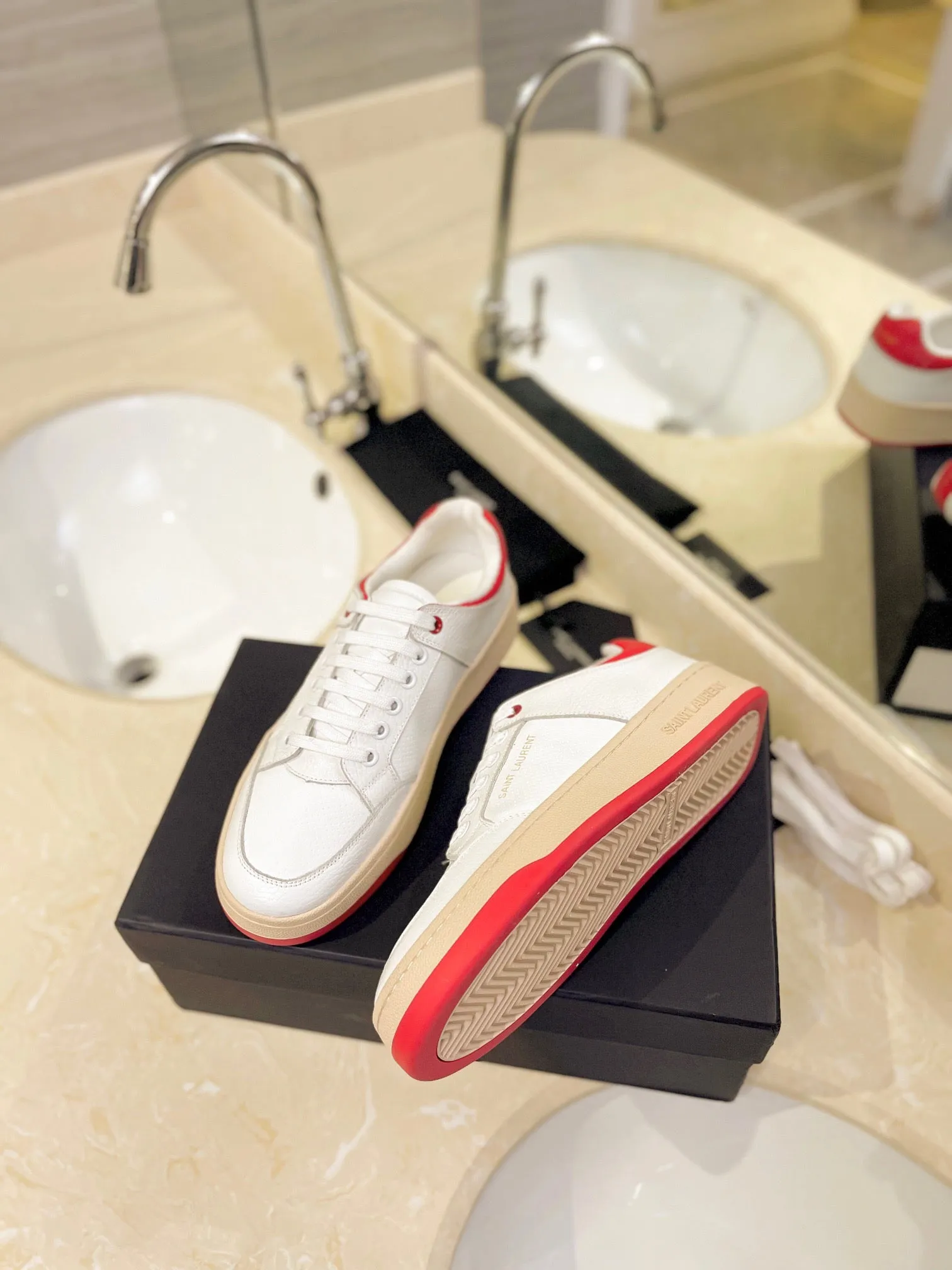 VSL White and Red Leather Sneakers-171