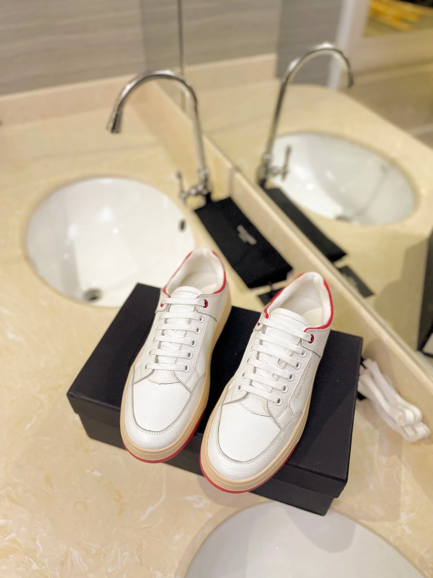 VSL White and Red Leather Sneakers-171