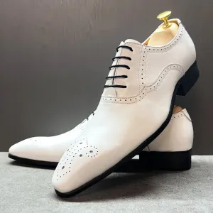 White Color Pointed Toe Oxford Shoes