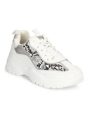 White Snake Chunky Cleated Bottom Sneakers