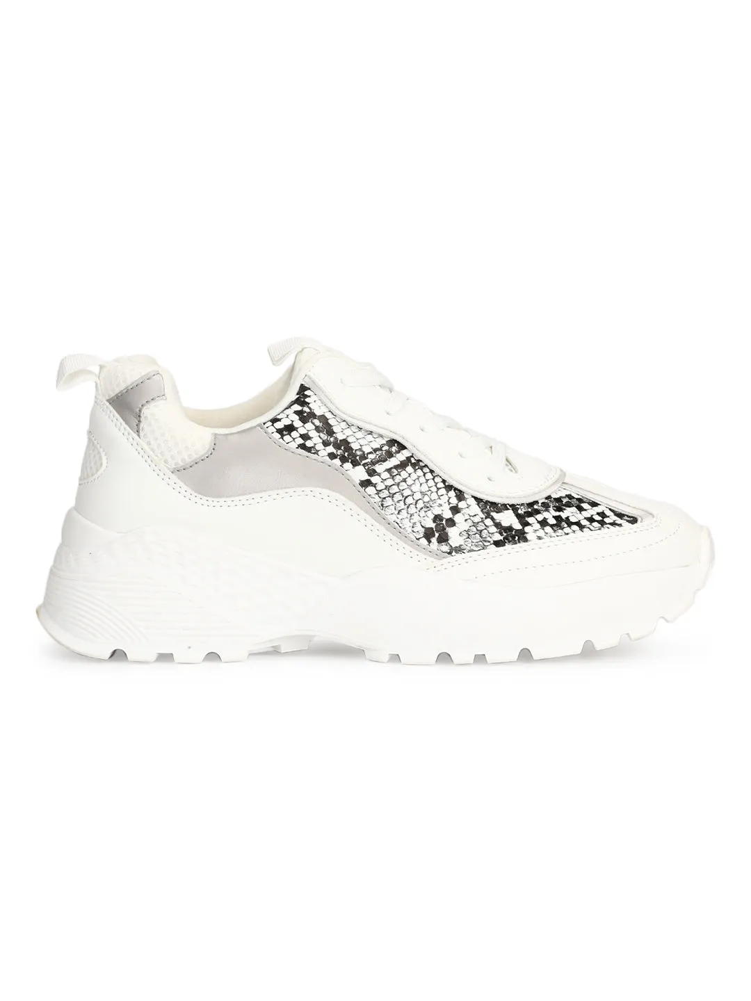 White Snake Chunky Cleated Bottom Sneakers