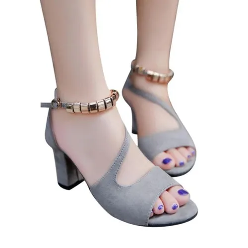 Women Sandals High Heels Solid Color Peep Open Toe