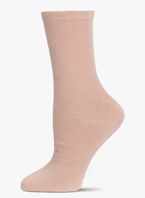 Women's Cashmere Flatknit Crew Socks -Blush