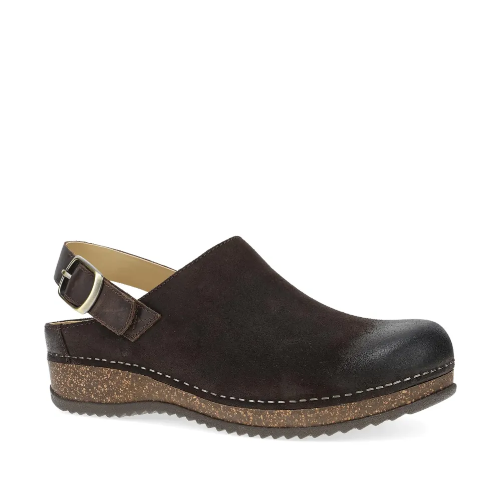 Women's Dansko Merrin Mule Color: Chocolate Burnished Suede