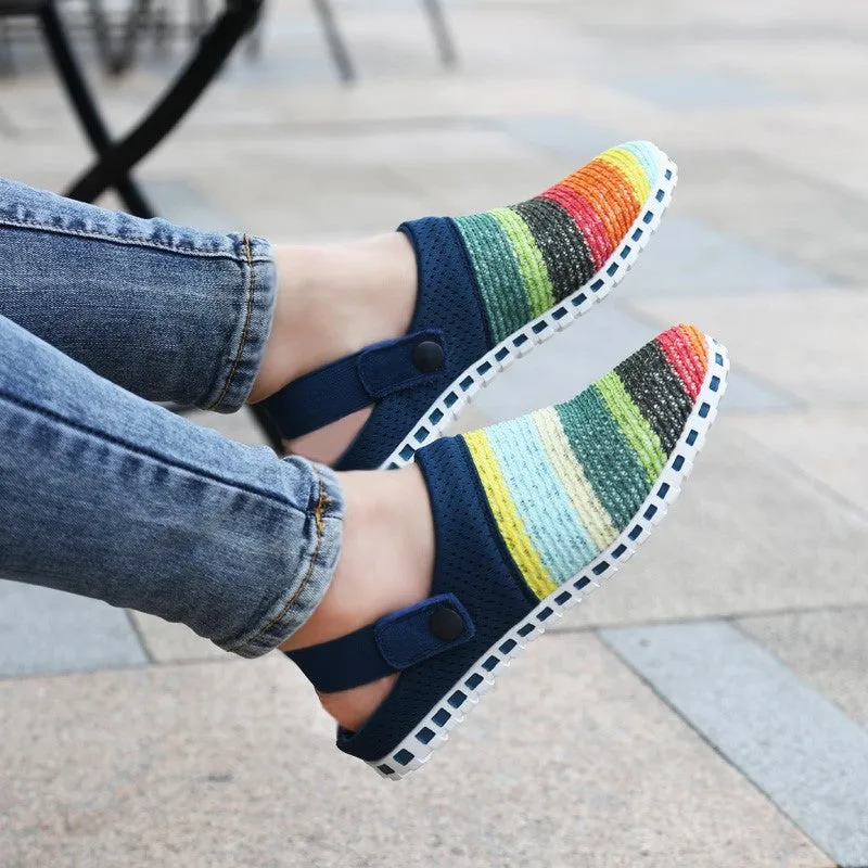 Women's stylish pretty knitted pretty slip-on sandals