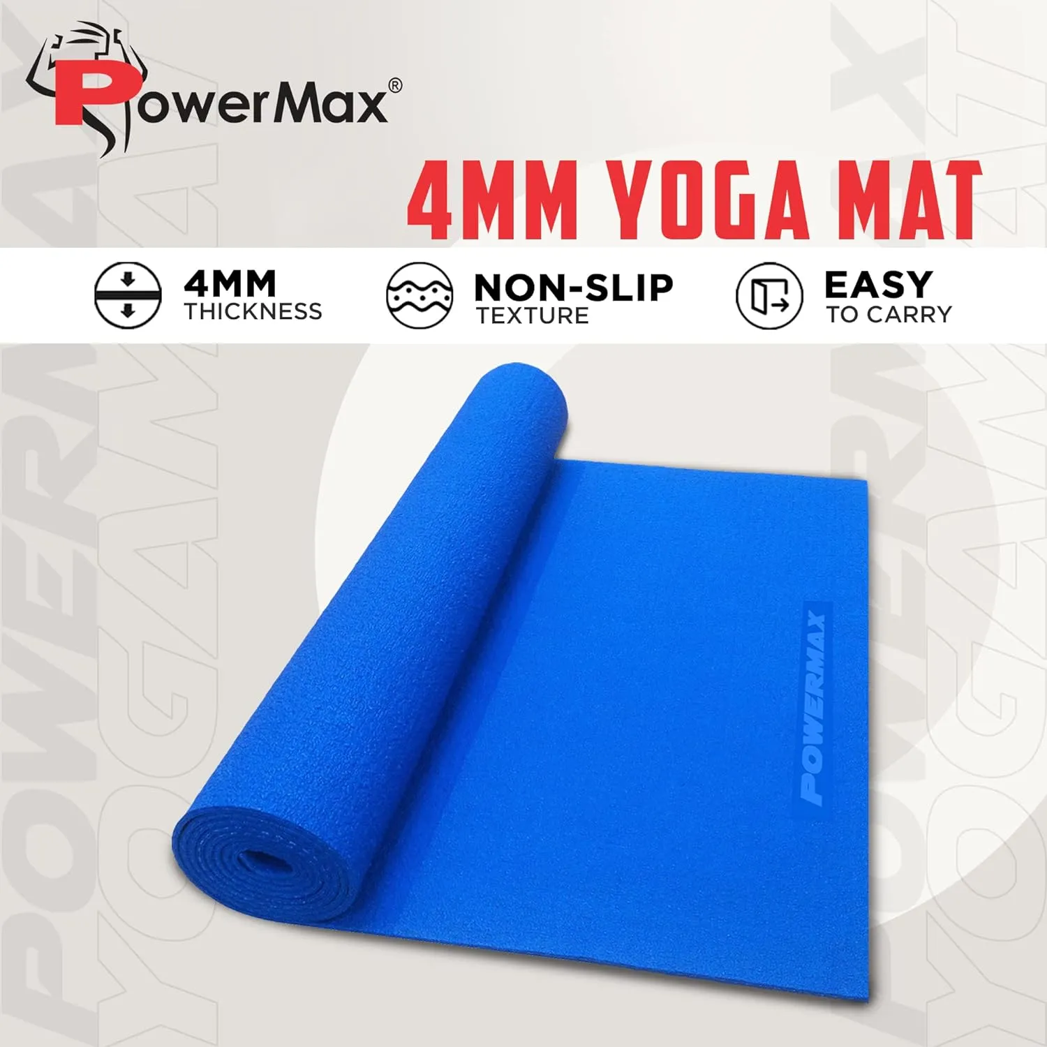 YE4-1.1-BL 4mm Thick Premium Exercise Yoga Mat for Gym Workout [Ultra-Dense Cushioning | Tear Resistance & Water Proof] Eco-Friendly Non-Slip Yoga Mat for Gym and Any General Fitness