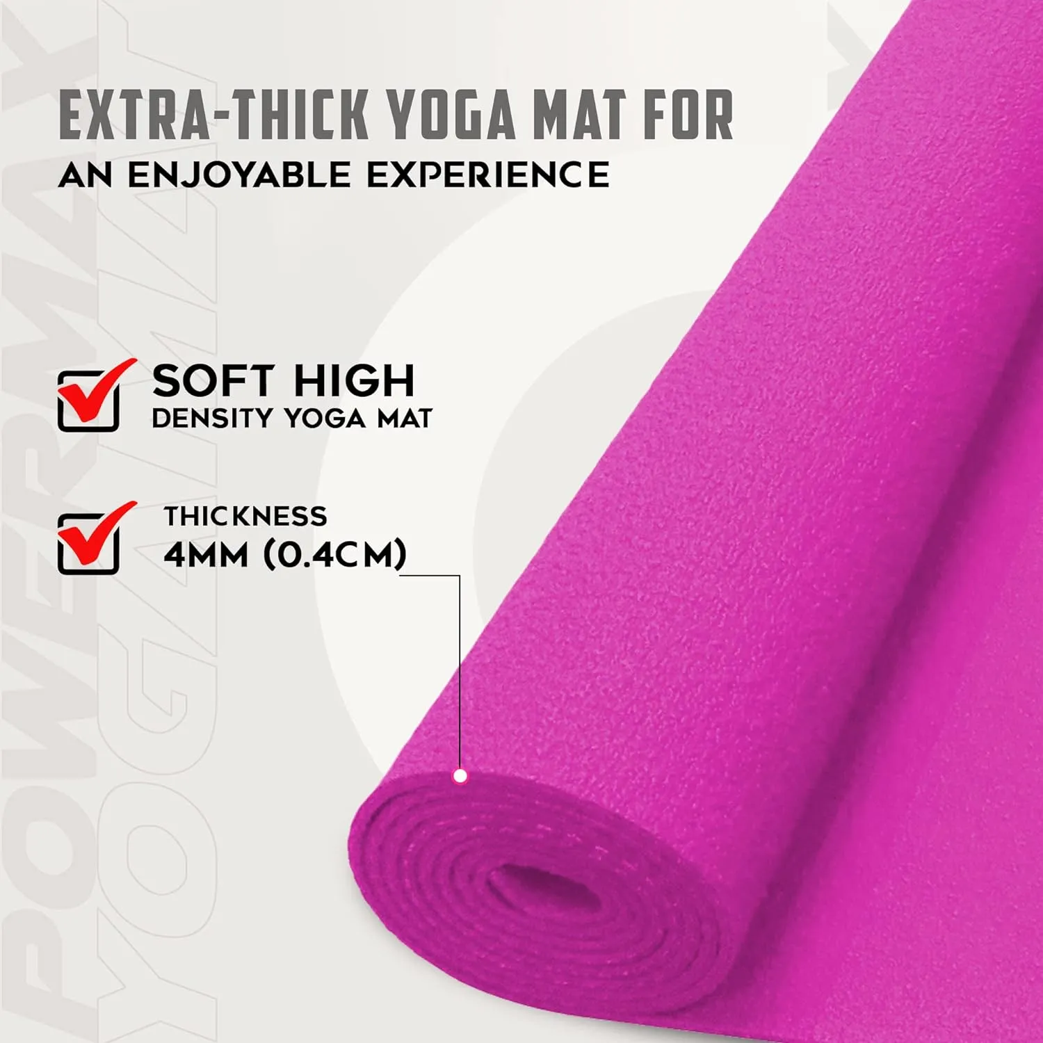 YE6-1.1-PK 6mm Thick Premium Exercise Yoga Mat for Gym Workout [Ultra-Dense Cushioning | Tear Resistance & Water Proof] Eco-Friendly Non-Slip Yoga Mat for Gym and Any General Fitness